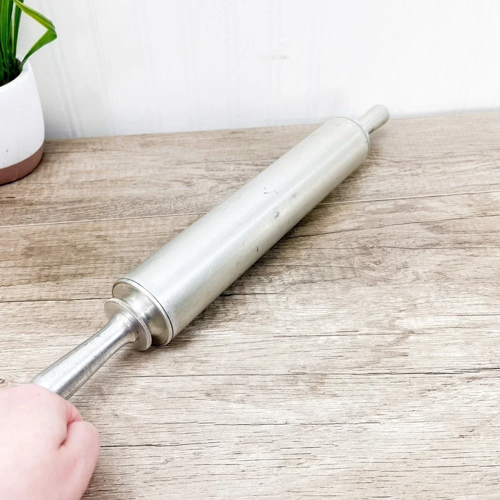 Vintage Stainless Steel Rolling Pin‎ Pastry Pizza Farmhouse Kitchen Decor